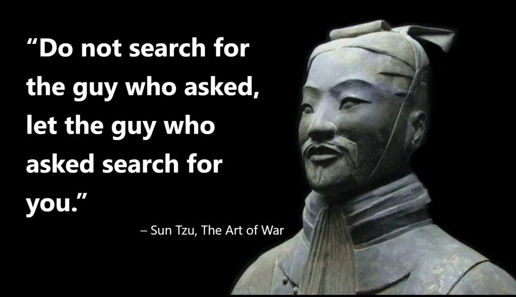 Do not search for the guy who asked, let the guy who asked search for you.